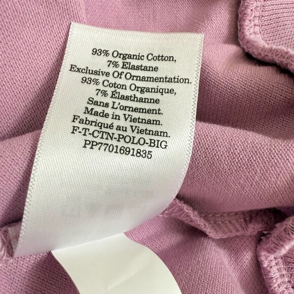 EVERLANE The Oversized Polo Top S Mauve Org Cotton Collar Short Sleeve NWT B32 - Picture 6 of 6